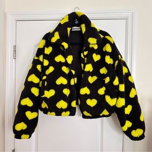 Urban Outfitters neon hearts Sherpa Jacket